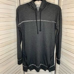 Maurices Gray Terry Cloth Long Sleeve Hooded Shirt Dress Side Zip Detail